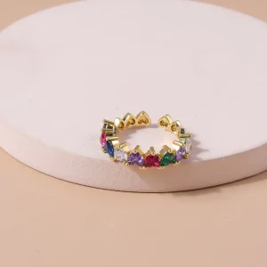 Anello con zirconi colorati Acciaio Inossidabile