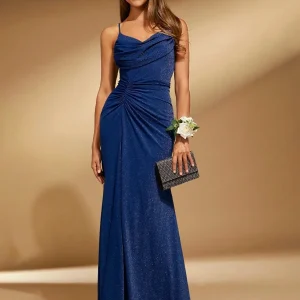 Abito elegante glitterato con drappeggio