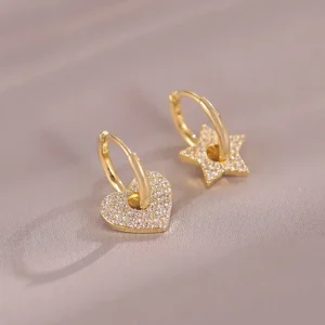 Orecchi cuore & stella acciaio inossidabile