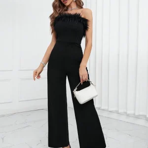 Jumpsuit a fascia piume