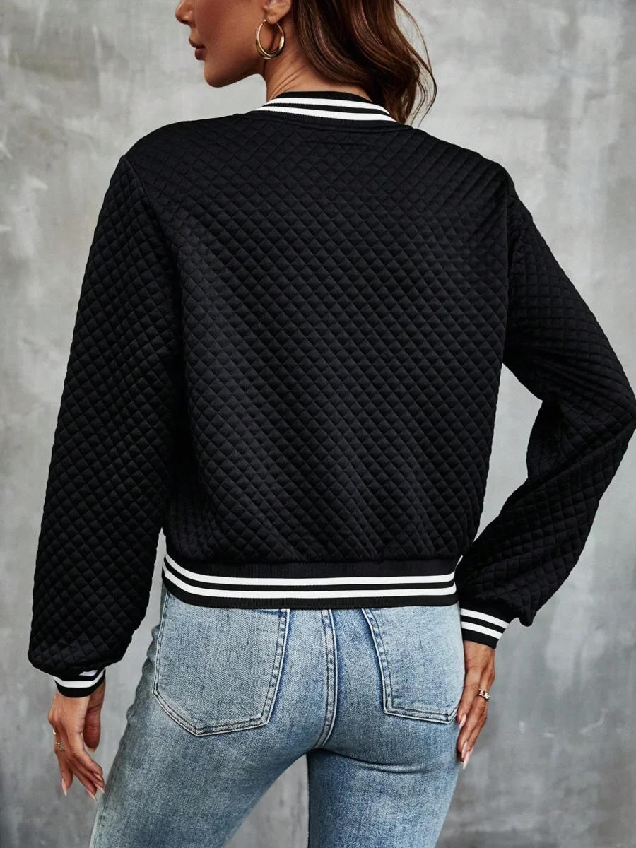 Giacca bomber finitura a righe con zip - immagine 5