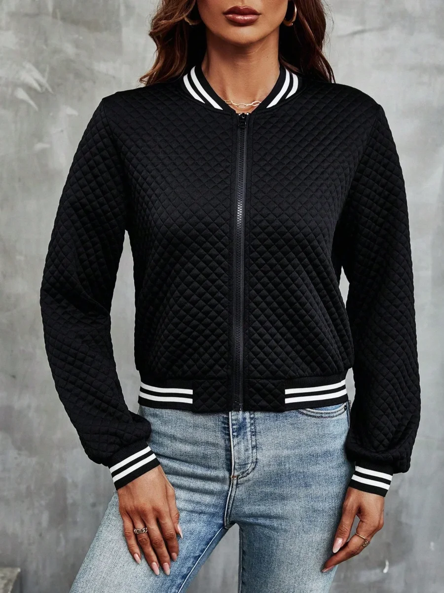 Giacca bomber finitura a righe con zip - immagine 8