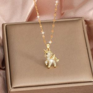 Collana con unicorno Acciaio Inossidabile