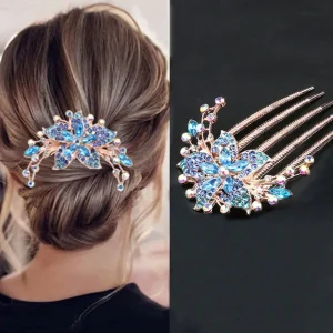 Pettinino con fiori strass per acconciature cerimonie