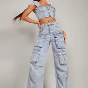 Jeans cargo tasca con patta