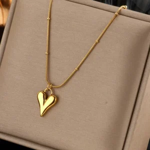 Collana Con Ciondolo A Forma Di Cuore In Acciaio