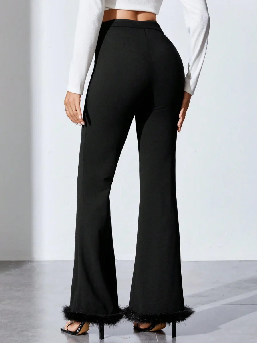 Pantaloni svasati a fessura orlo sfocato - immagine 3