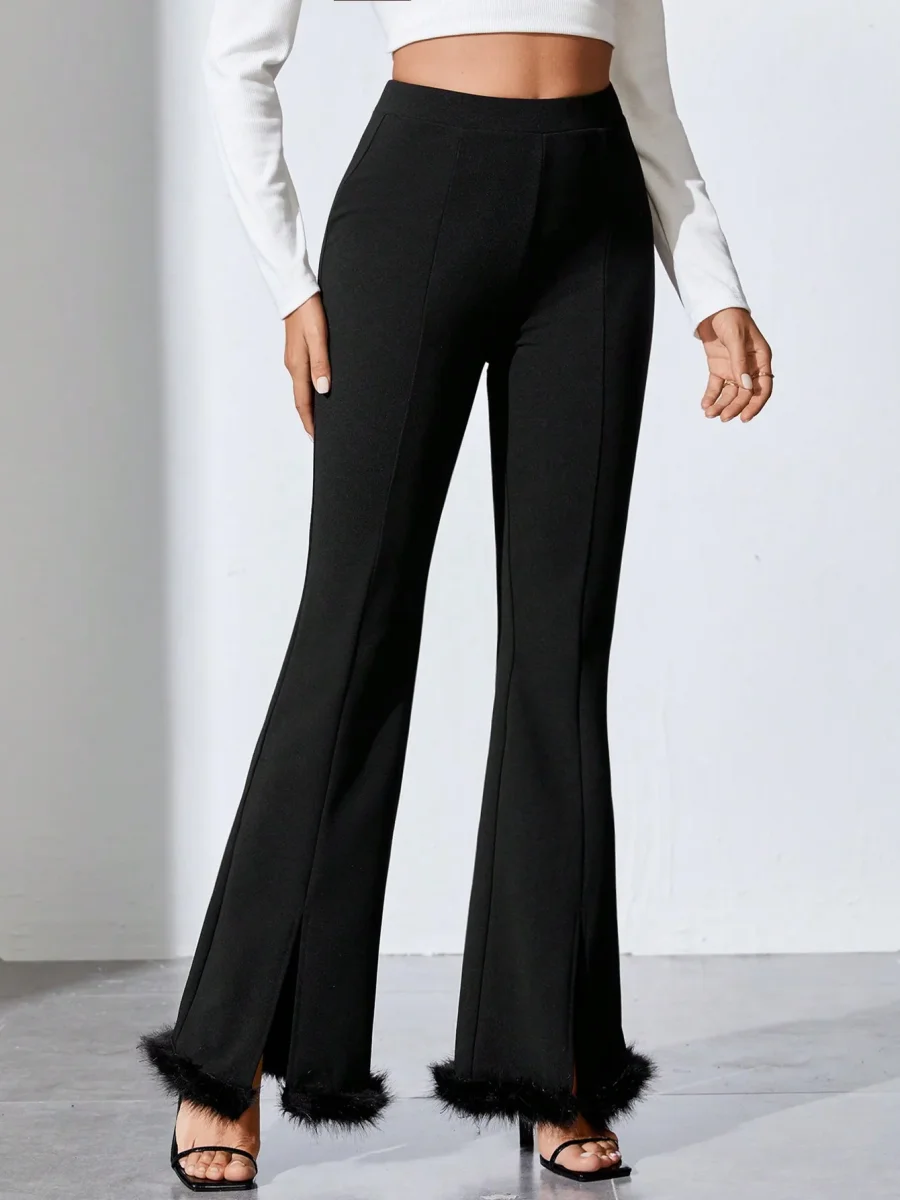 Pantaloni svasati a fessura orlo sfocato - immagine 5