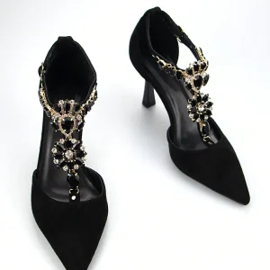 Scarpe eleganti con decorazione strass e cintina