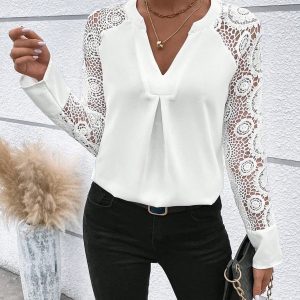 Camicia con maniche a raglan e pizzo