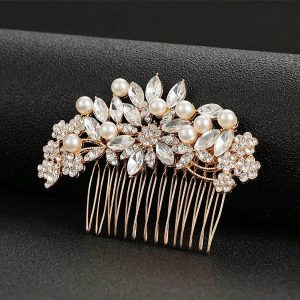 Pettine Con Perle E Strass, Elegante