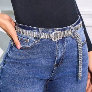 Cintura Da Vita Con Fibbia A Farfalla Con Decorazione  In Acciaio E Strass