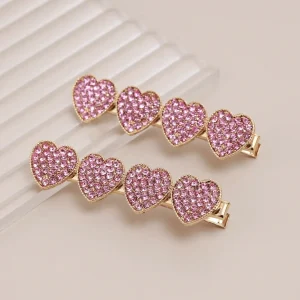 Mollette per capelli decorate con strass a forma di cuore