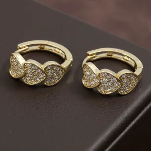 Orecchini 3 cuori con zirconi acciaio