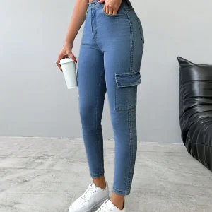 Jeans cargo tasca laterale con patta