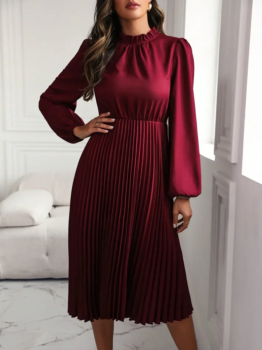 Abito maniche a lanterna plissettato - immagine 9