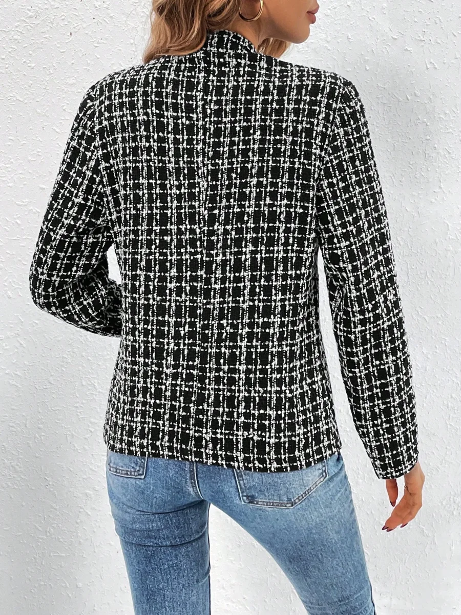 Blazer a quadri aperto davanti - immagine 4