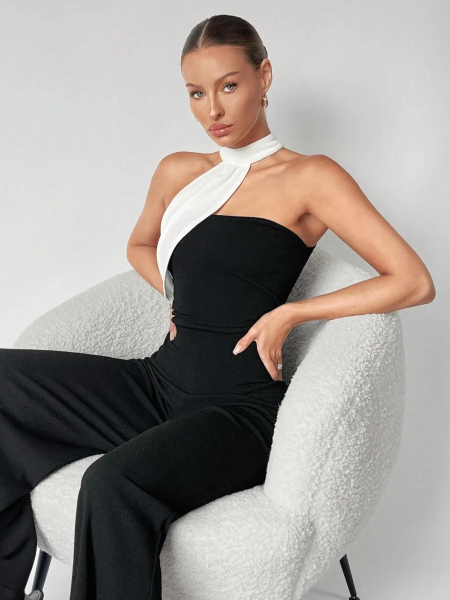 Tuta Jumpsuit Asimmetrica a contrasto - immagine 5