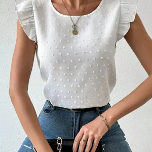 Camicetta A Collo Rotondo Con Volant