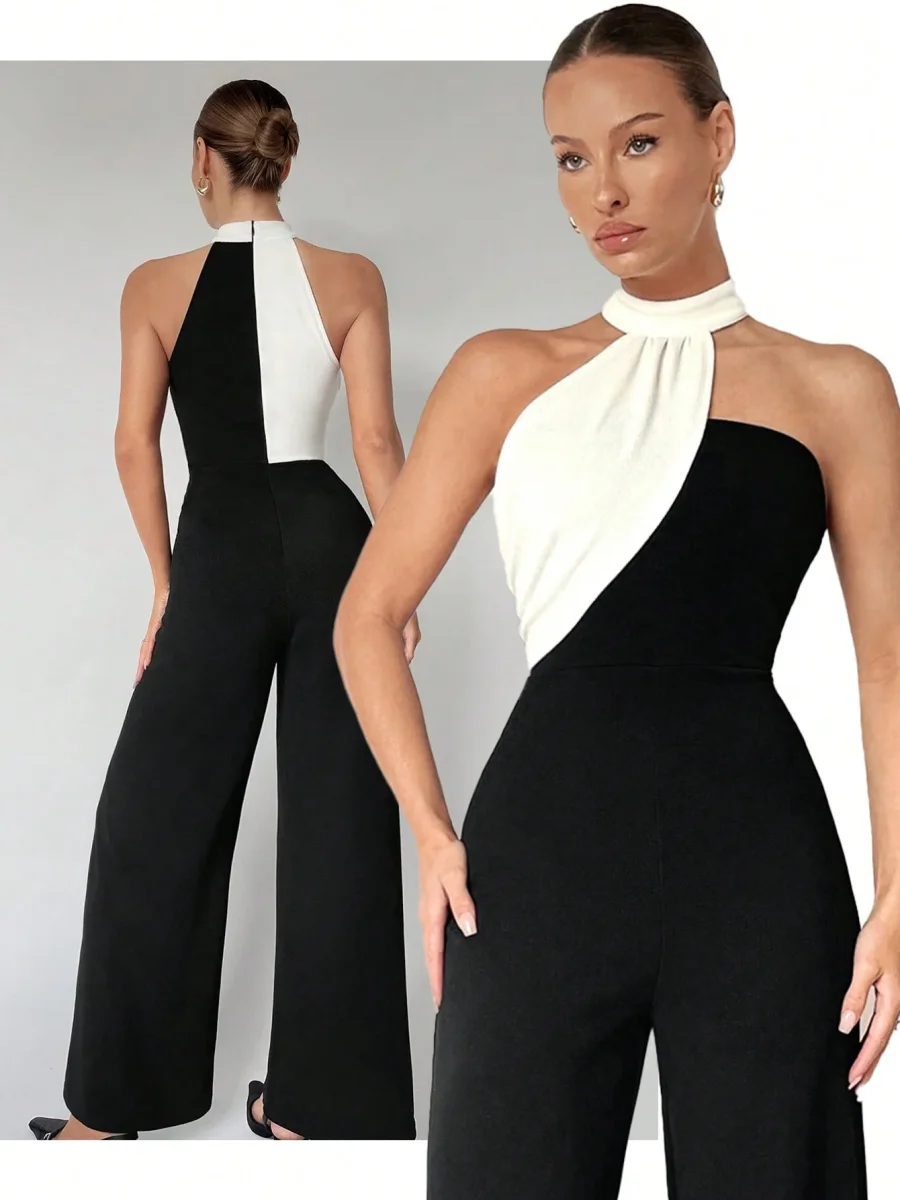 Tuta Jumpsuit Asimmetrica a contrasto - immagine 2