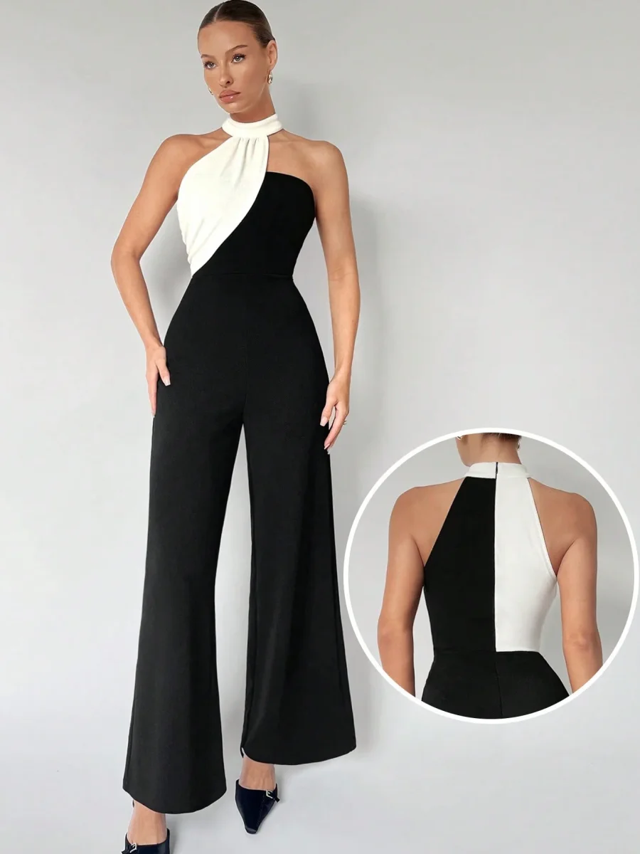 Tuta Jumpsuit Asimmetrica a contrasto - immagine 8