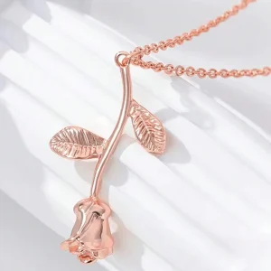 Collana Ciondolo Rosa Acciaio Inossidabile