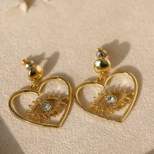 Orecchini Cuore Con Occhio acciaio