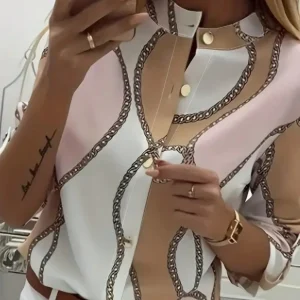 Camicia A Maniche Lunghe Con Stampa A Catena Per Donna