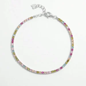 Bracciale tennis in argento 925 con zirconi colorati