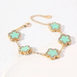 Braccialetto Floreale Con Strass E Zirconi