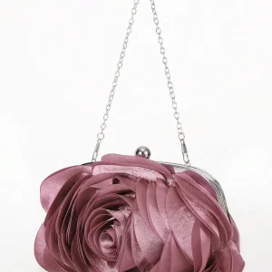Borsa clutch con rosa e tracolla