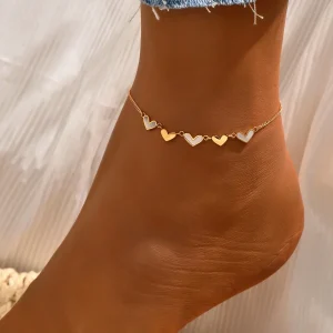 Cavigliera cuoricini acciaio inossidabile