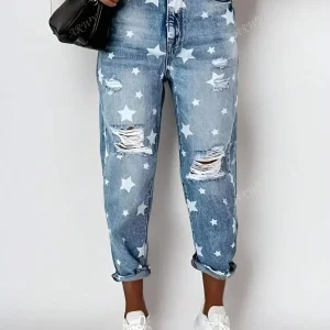 Jeans strappato con stelle