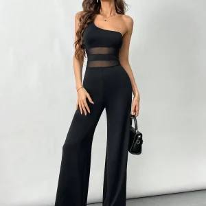 Tuta monospalle con trasparenze