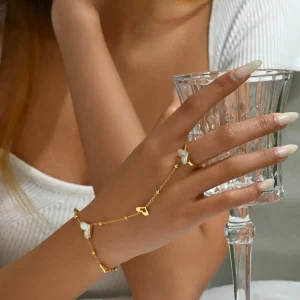 Bracciale baciamano con anello cuoricini