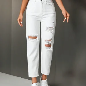 Jeans casual strappati dritti