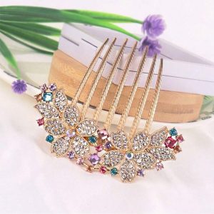 pettinino gioiello con strass colorati per acconciature