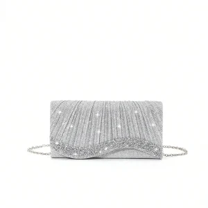 Mini borsa clutch a catena luccicante glitter
