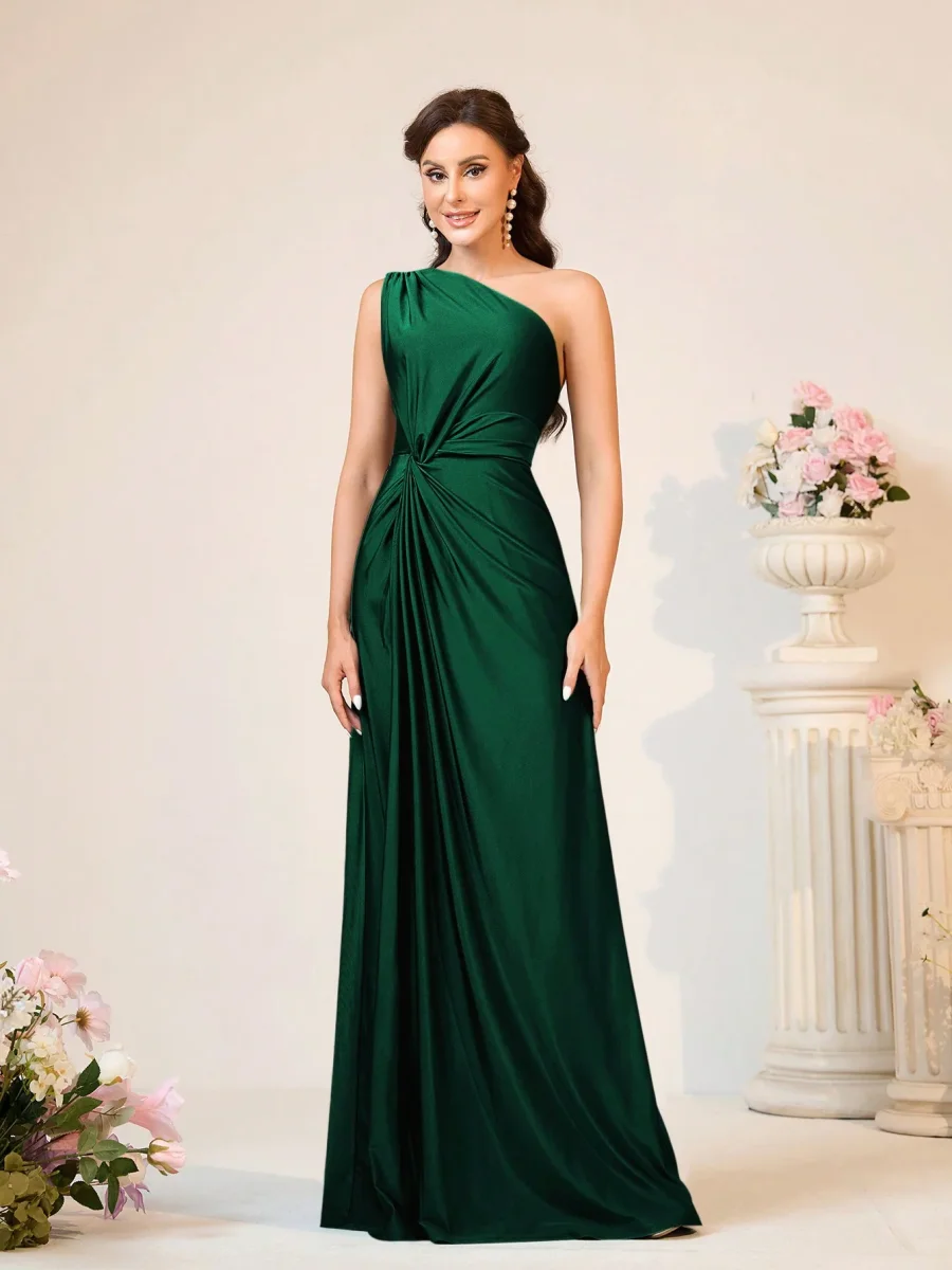 Abito da damigella monospalla drappeggiato - immagine 6