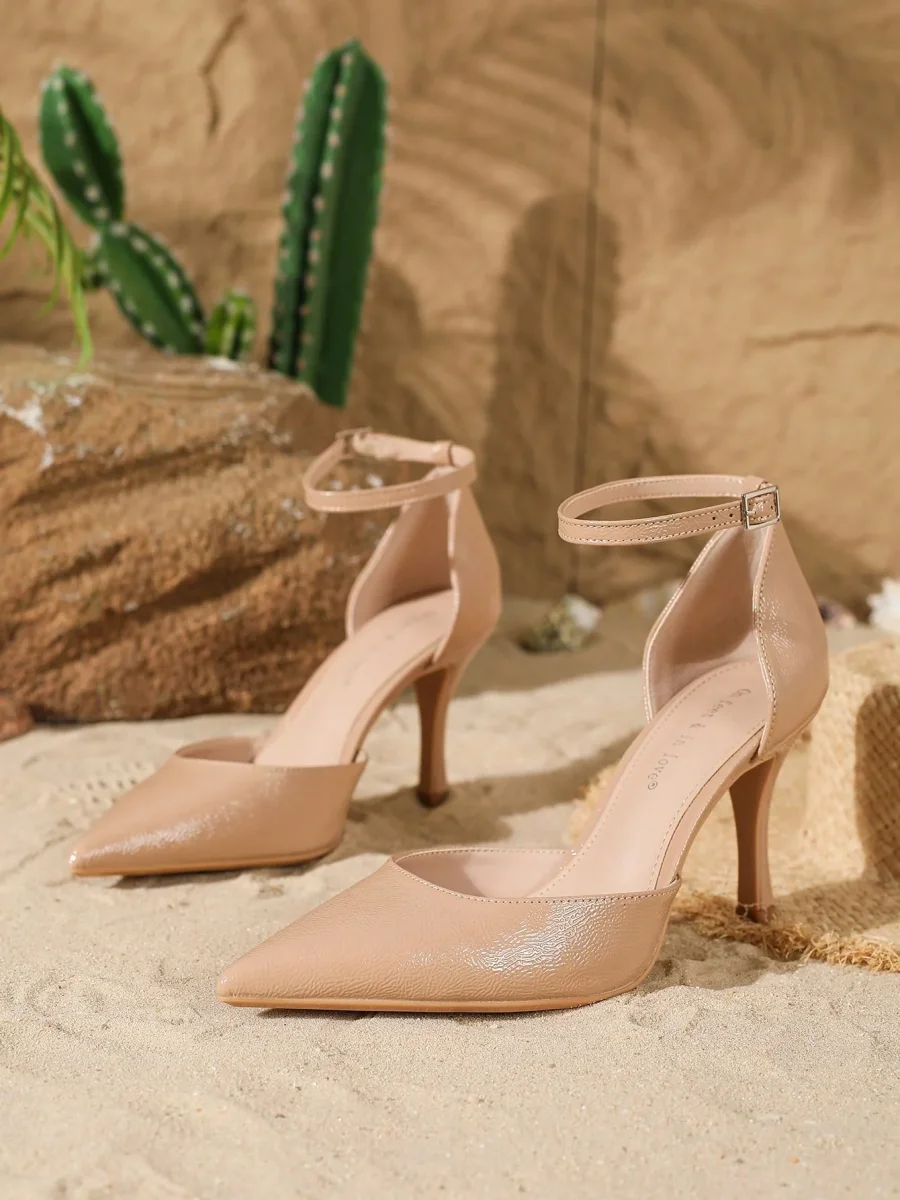 Scarpe cinturino caviglia punta affusolata, tacco sottile - immagine 8