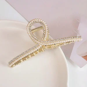 Molletta per capelli di grandi dimensioni con perle e cristalli