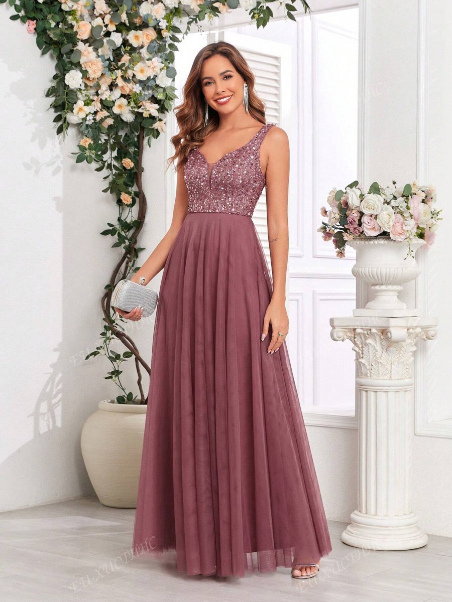 Abito cerimonia tulle e pailliettes - immagine 8