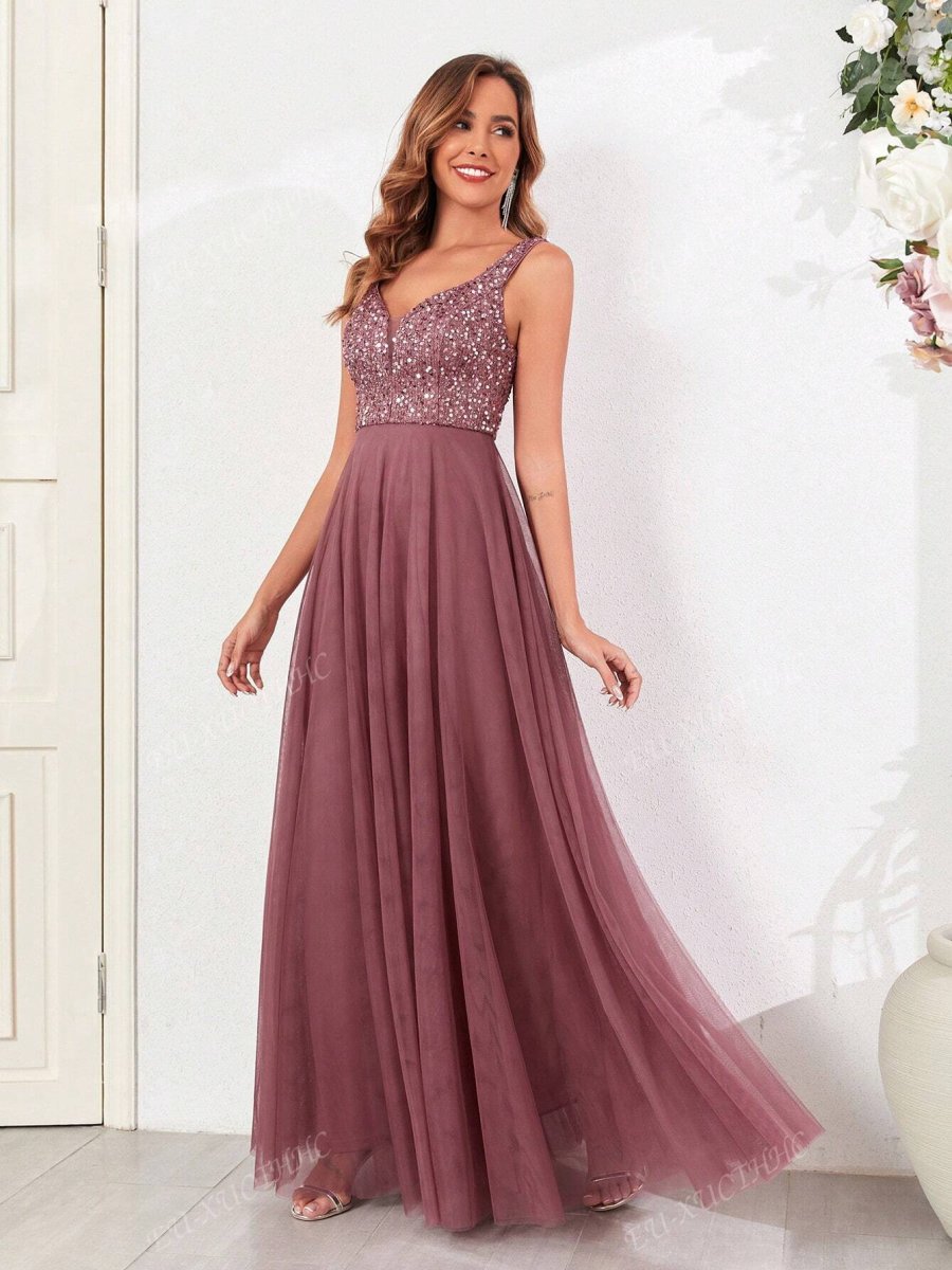 Abito cerimonia tulle e pailliettes - immagine 9