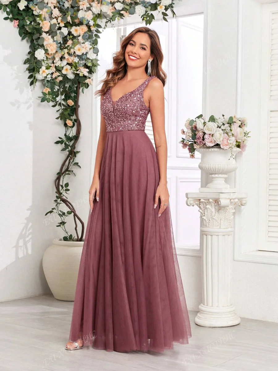 Abito cerimonia tulle e pailliettes - immagine 7