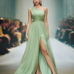 Abito cerimonia monospalla tulle