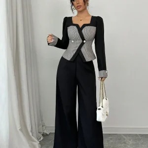 Completo elegante giacchina doppiopetto pantaloni a zampa