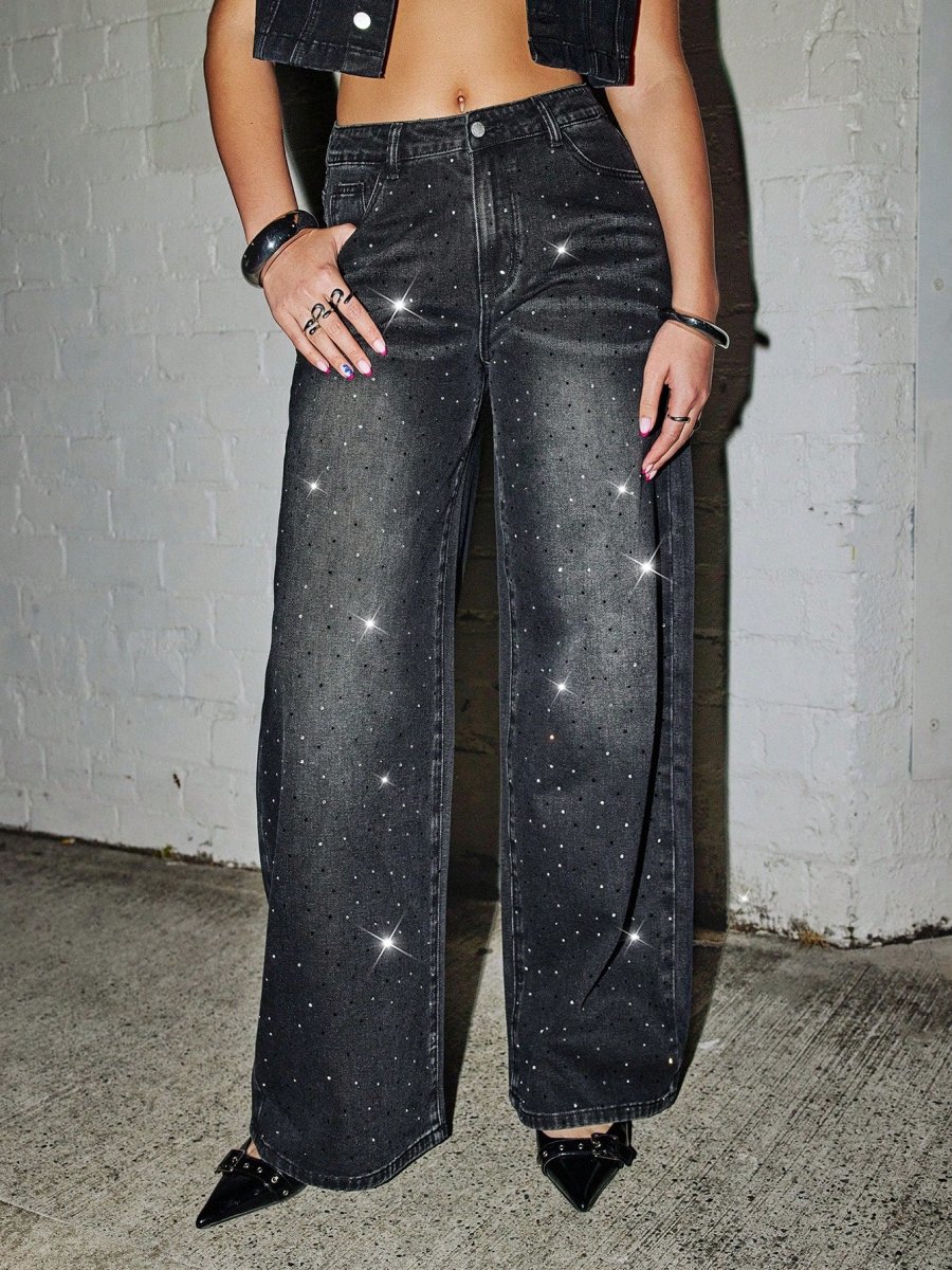 Jeans larghi con strass - immagine 5