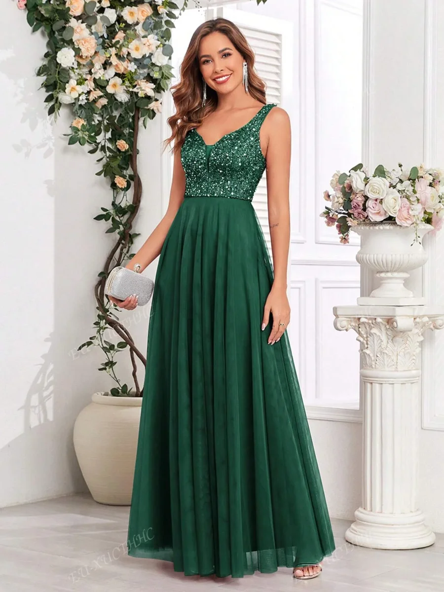 Abito cerimonia tulle e pailliettes - immagine 3