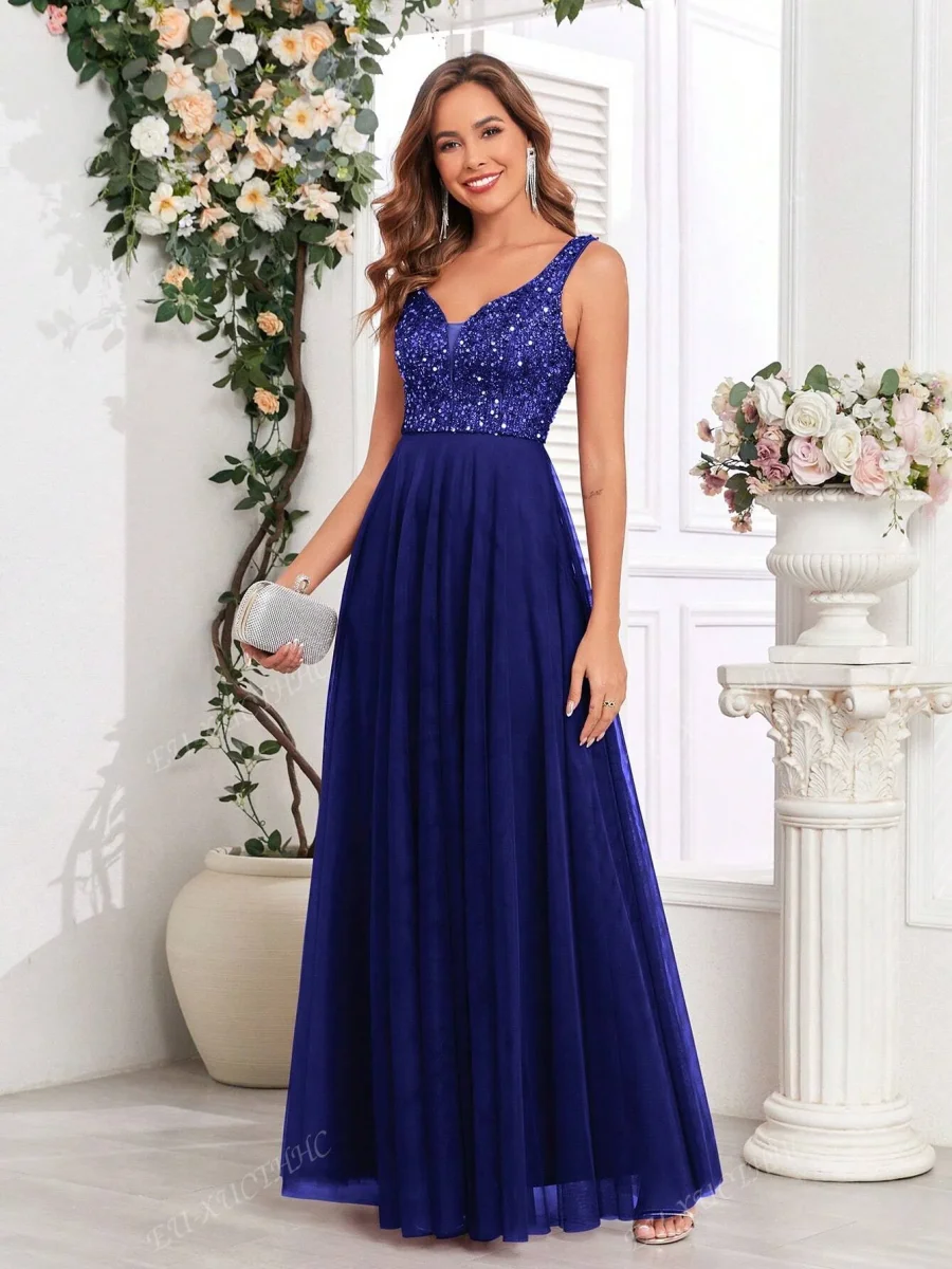 Abito cerimonia tulle e pailliettes - immagine 4