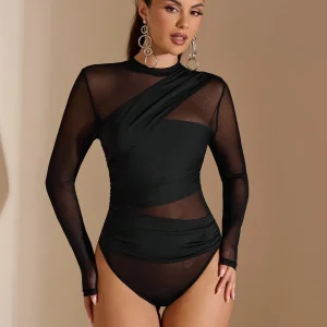 Body con trasparenze e maniche lunghe